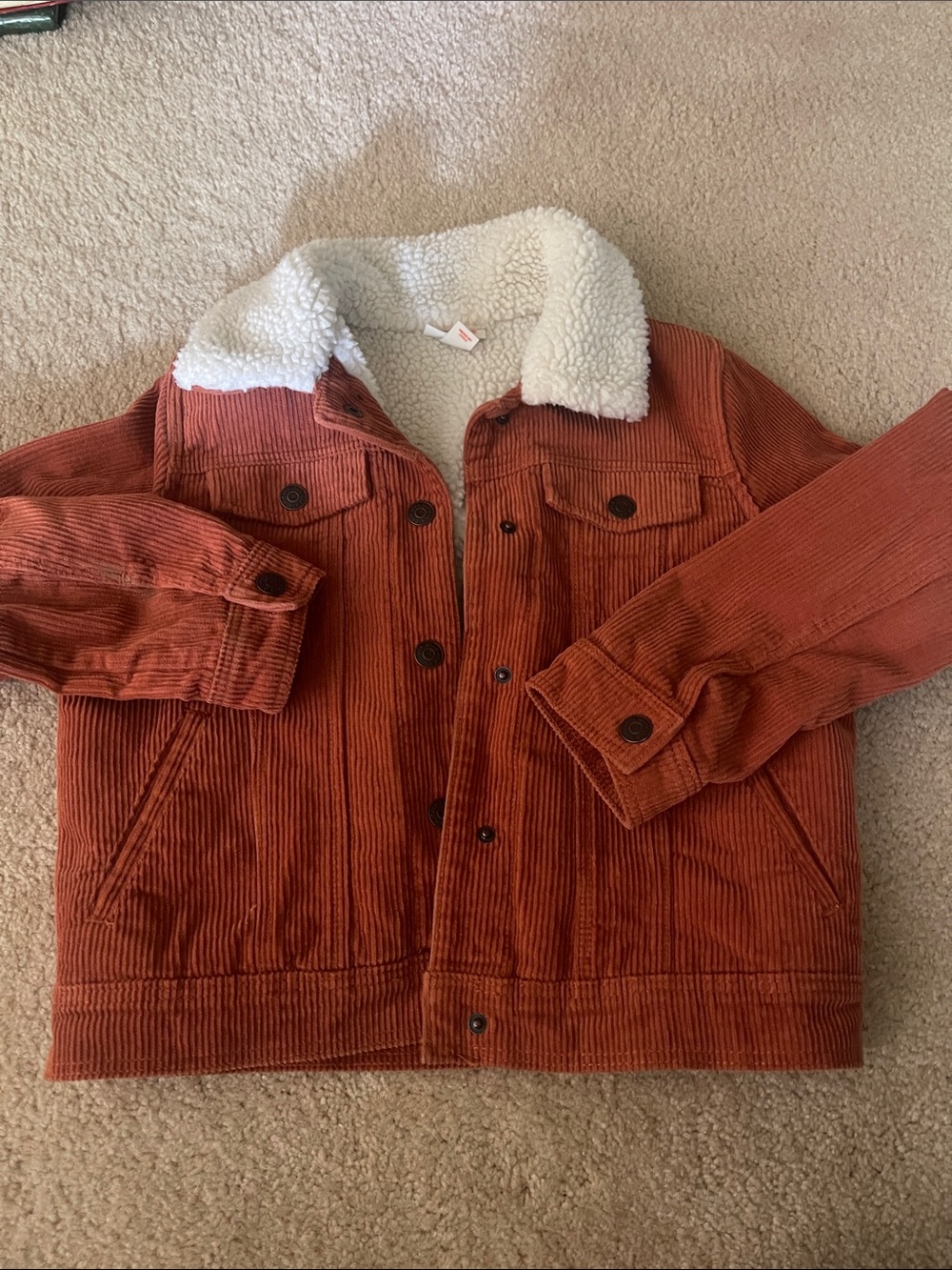 Cat & Jack Rust Corduroy Sherpa-Trim Jacket